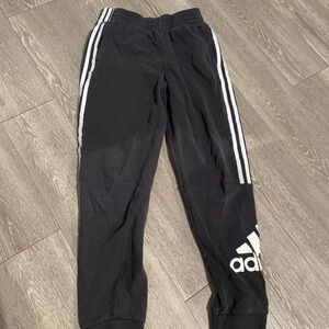 Adidas Kids Black Joggers with White Stripes
